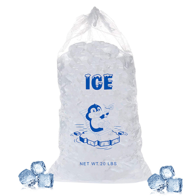 qualità  20lb LDPE Durable Plastic Ice Bags Heat seal With Drawstring Closure fabbrica
