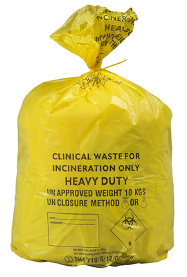 Trasporto clinico giallo eliminabile della borsa residua contagiosa HDPE/del LDPE/MDPE