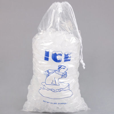 i sacchetti di plastica durevoli del blocco di ghiaccio del LDPE 20lb saldano a caldo con la chiusura del cordone